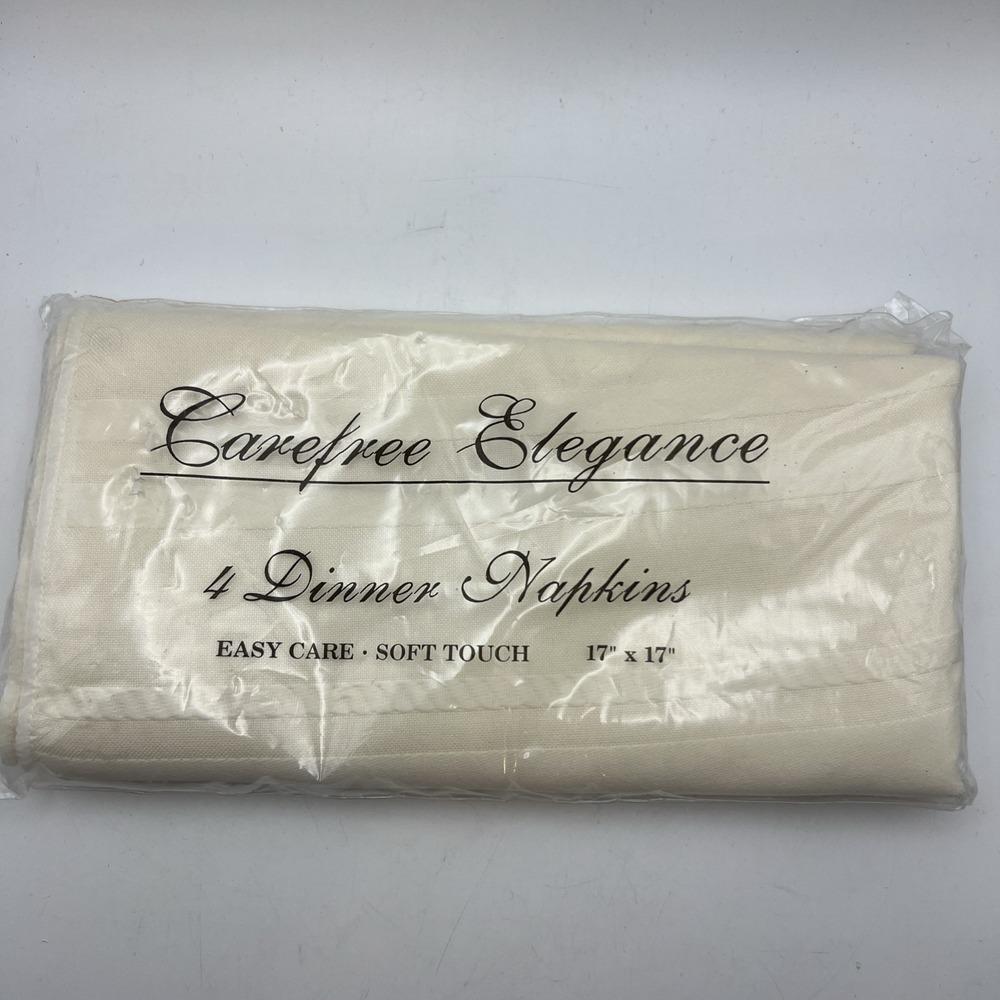 Bardwil Linens Carefree Elegance Dinner Napkins Ivory Set Of 4 17"x17" New